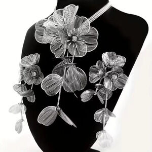 Zara Kate Middleton Famous Cascading Silver Floral Earrings&Necklace
